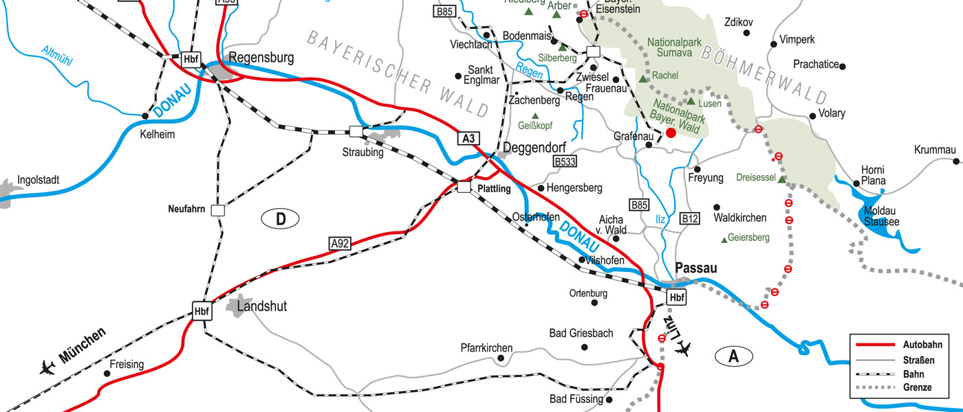 Karte Ferienregion Nationalpark Bayerischer Wald